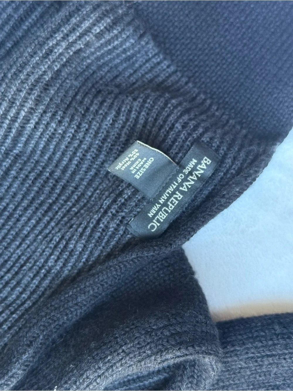 Banana Republic Wool Blend Knit Scarf Italian Yarn Charcoal Gray One Size
